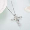 Cross Pendant Necklace with Heart Frame and Pearl Center Sparkling Stone Accent Faith Inspired Jewelry for Women