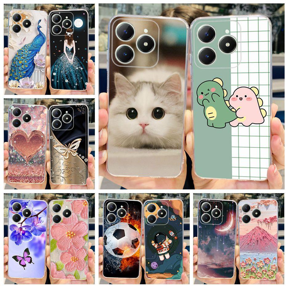 Für Realme C61 Hülle Realme C63 Niedliche Katzen-Cartoon-Bemalte Abdeckung Weiche Silikon-Handyhülle Für Realme C61 RealmeC61 RealmeC63 Fundas