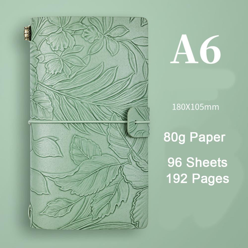 (Logo Can Be Engraved) A6 Student Printed Ledger, Leather Business Notebook with Strap, Notepad, Travel Diary, Portable Memo, Meeting Record Book