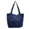 Denim Bags Women'S Fashion Fashion One Shoulder Oblique Span Bag College Students Class Multi-Pocket Commuter Tote Bag