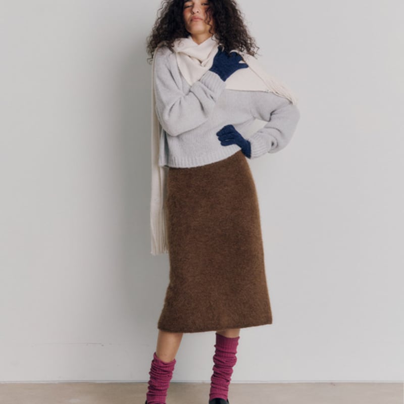 Maggie Peru Alpaca Fringe Muffler (Ivory)