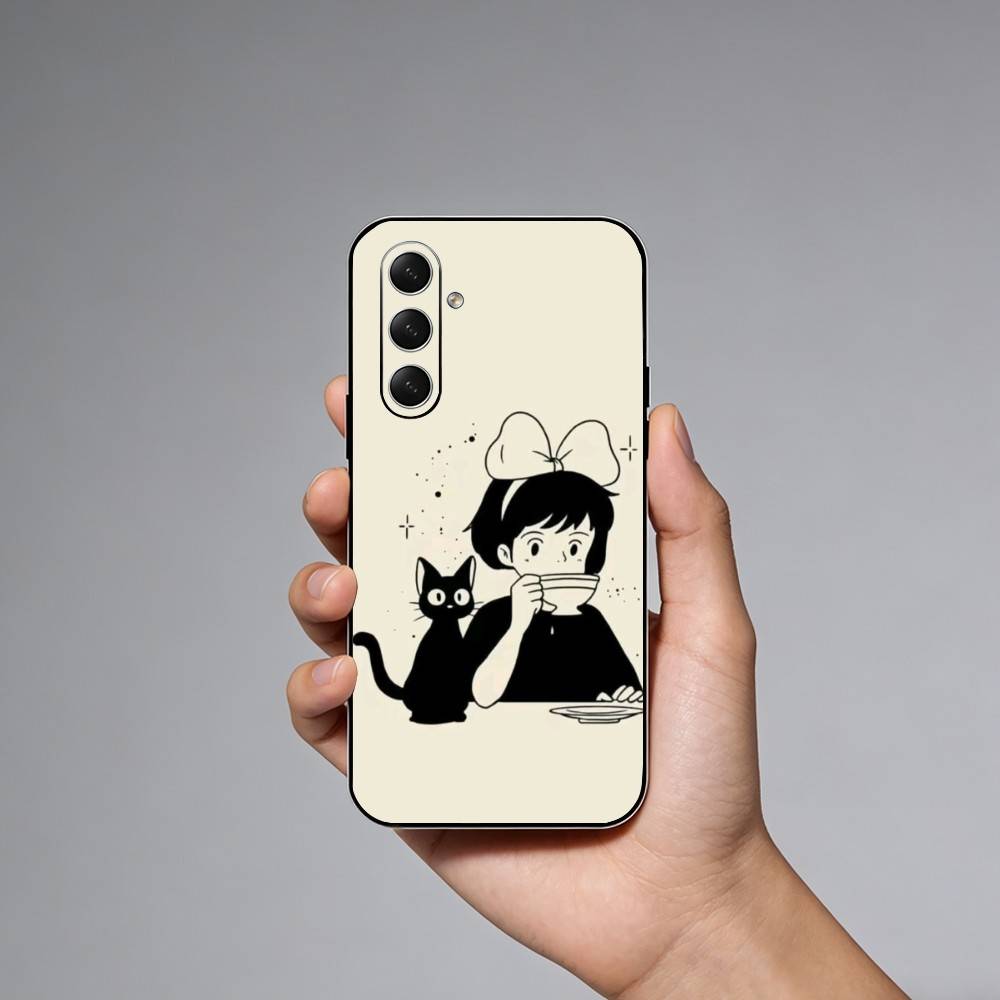Anime K-Kikis D-Delivery Service Jiji Black Cat Phone Case For Samsung Galaxy A73,A21s,A22,A31,A52,A53,A71,A41Soft Black Shell Samsung a21s