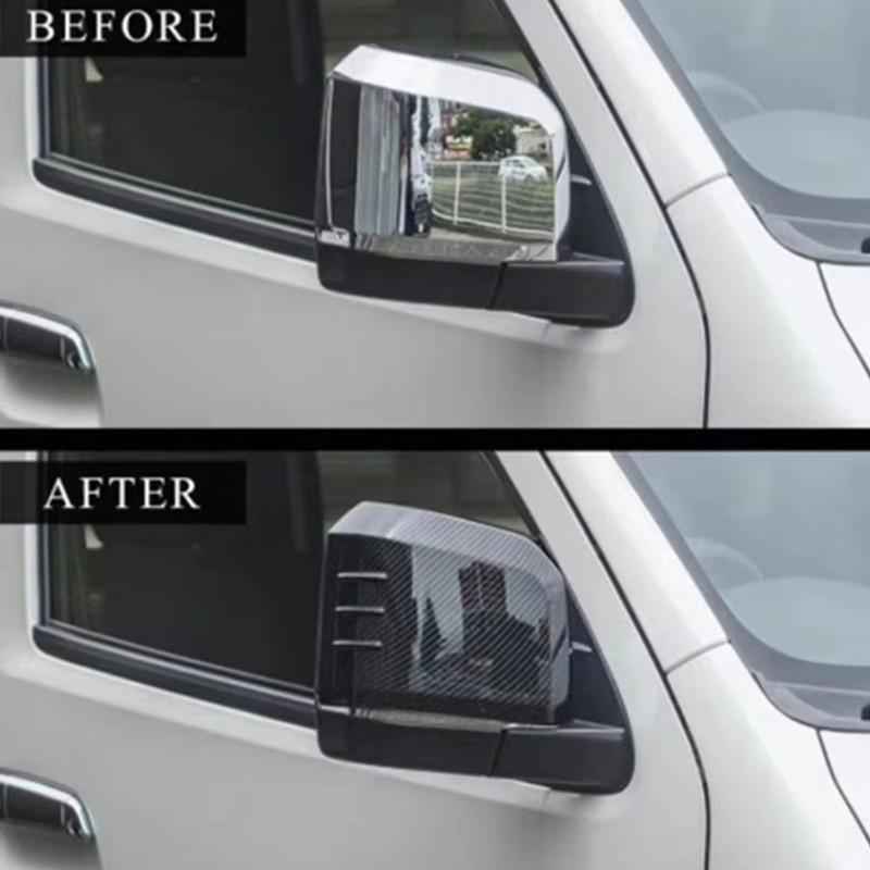 For Toyota HiAce Granvia Commuter  - ABS Car Rearview Side Mirror Cover Wing Cap Exterior Door Trim Adhesive Sticker