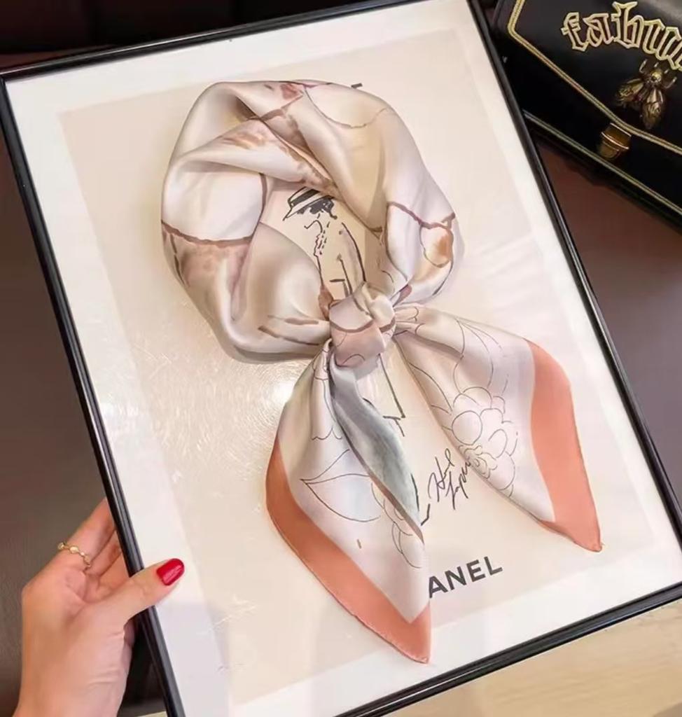 New Silk Square Hair Scarf Foulard Pashmina Shawls Wraps Neck Scarves Women Floral Bandana Headbands Floral Bufandas Female