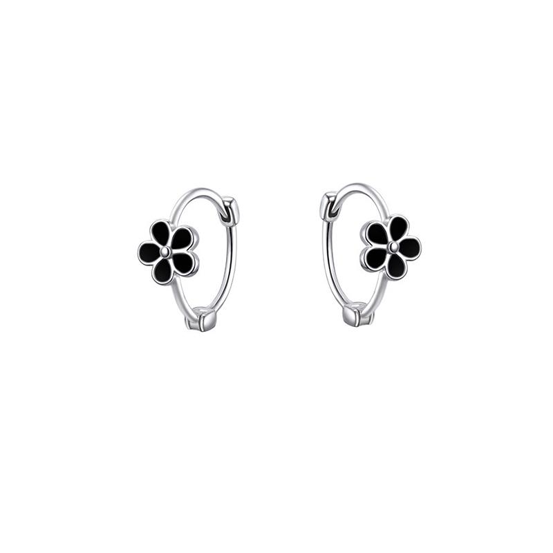 925 Silver Needle Flower Plant Mini Hoop Earrings For Women Classic Jewelry Light Accessories
