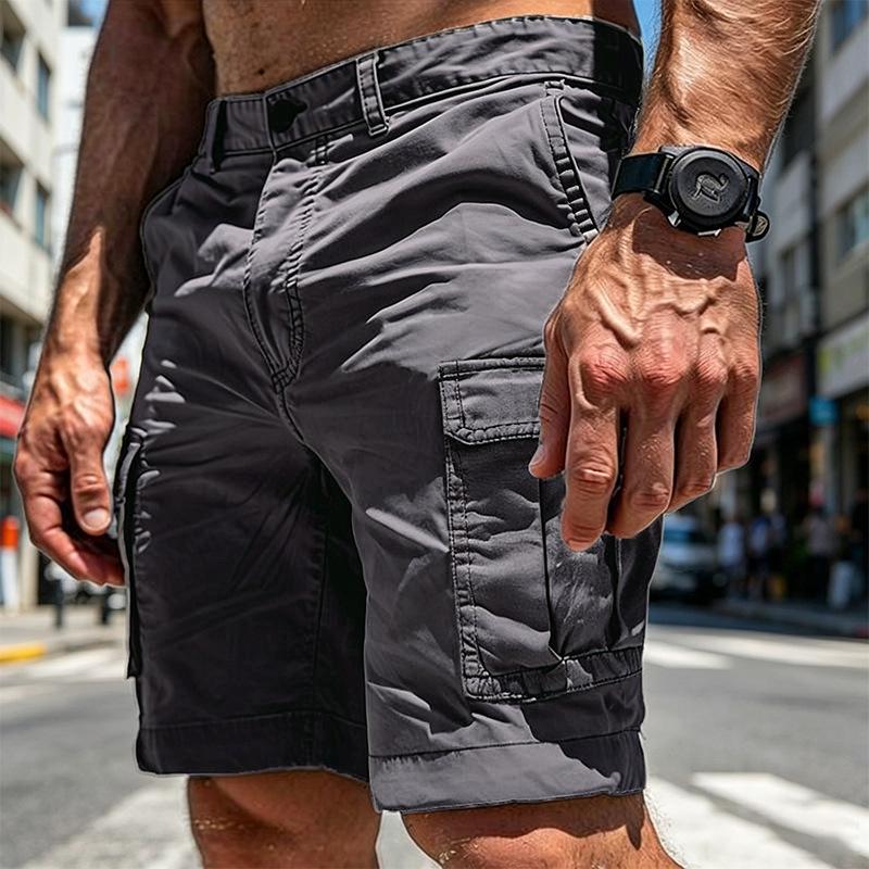 Herr Cargo Shorts med Flera Fickor Avslappnad Passform Bomull Casual Shorts för Utomhusarbete Vandring Resor Vardagsbruk