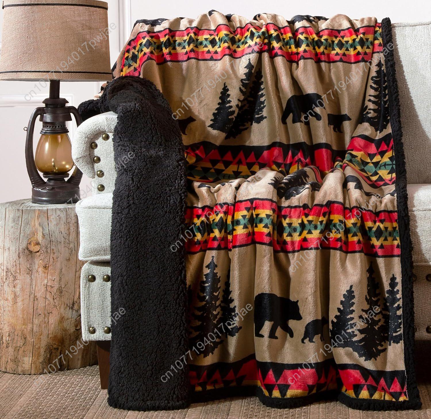 CARSTENS, INC. Ultra Premium Super Soft Plush Sherpa Fleece Oversized Throw Blanket 54 x 68 , Bear Trails Black 75X95CM