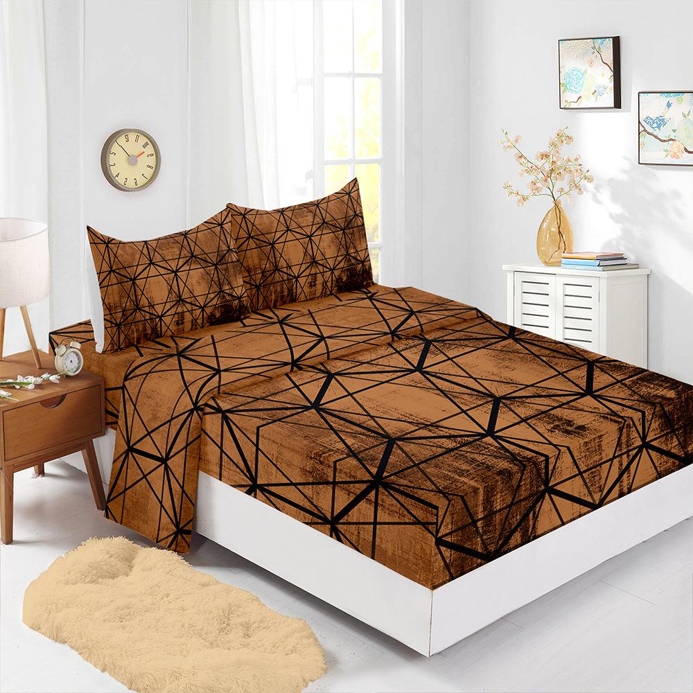Four-Piece Mattress Sheet Digital Printing Mattress Protective Cover Bedding Geometry