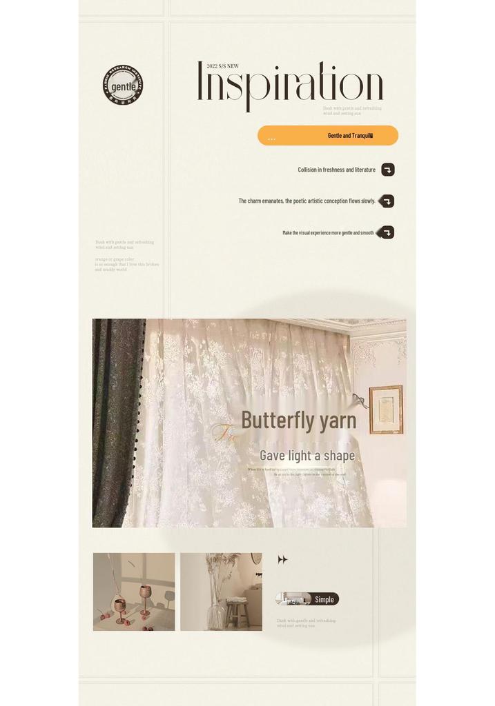 French Retro Lace Jacquard Blackout Curtains with Butterfly Design - Sheer White Style for Living Room & Bedroom