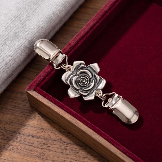 Elegant Sweater Brooches 4Pcs Vintage Clips for Women Girls, Retro Floral Cardigan Clips, Scarf Clasps Cloak Shawl Clip, Waist Cincher Loose