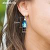 Huitan Retro Long Blue-Green Zirconia Water Drop Earrings