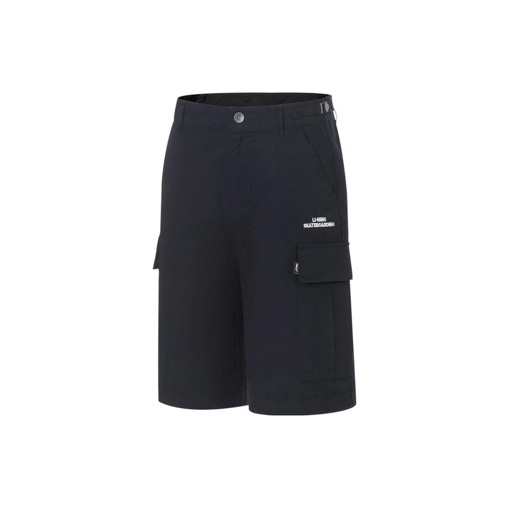 Li Ning Golden Era Solid Color Casual Shorts Men Shorts Black AKST043-1