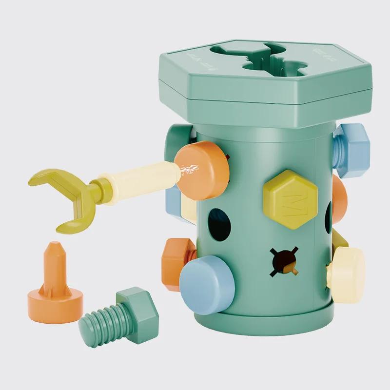 

Kids Early Education Puzzle Toys - Plastic Shape Matching Screw Assembly Set Parent-Child Interaction Enlightenment for Toddlers зелёный