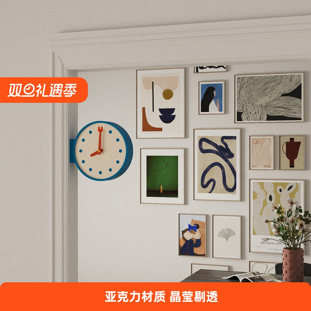 Creative Wall Clock Living Room Retro Clock Corner Double-sided Wall Clock Artistic Corner Elegant Home Desktop Decoration