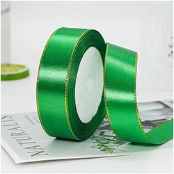Gift Satin Ribbons Wholesaler 1inch 100% Polyester Christmas Ribbon Gold Wired Edged Satin Ribbon Roll Accept Print Logo