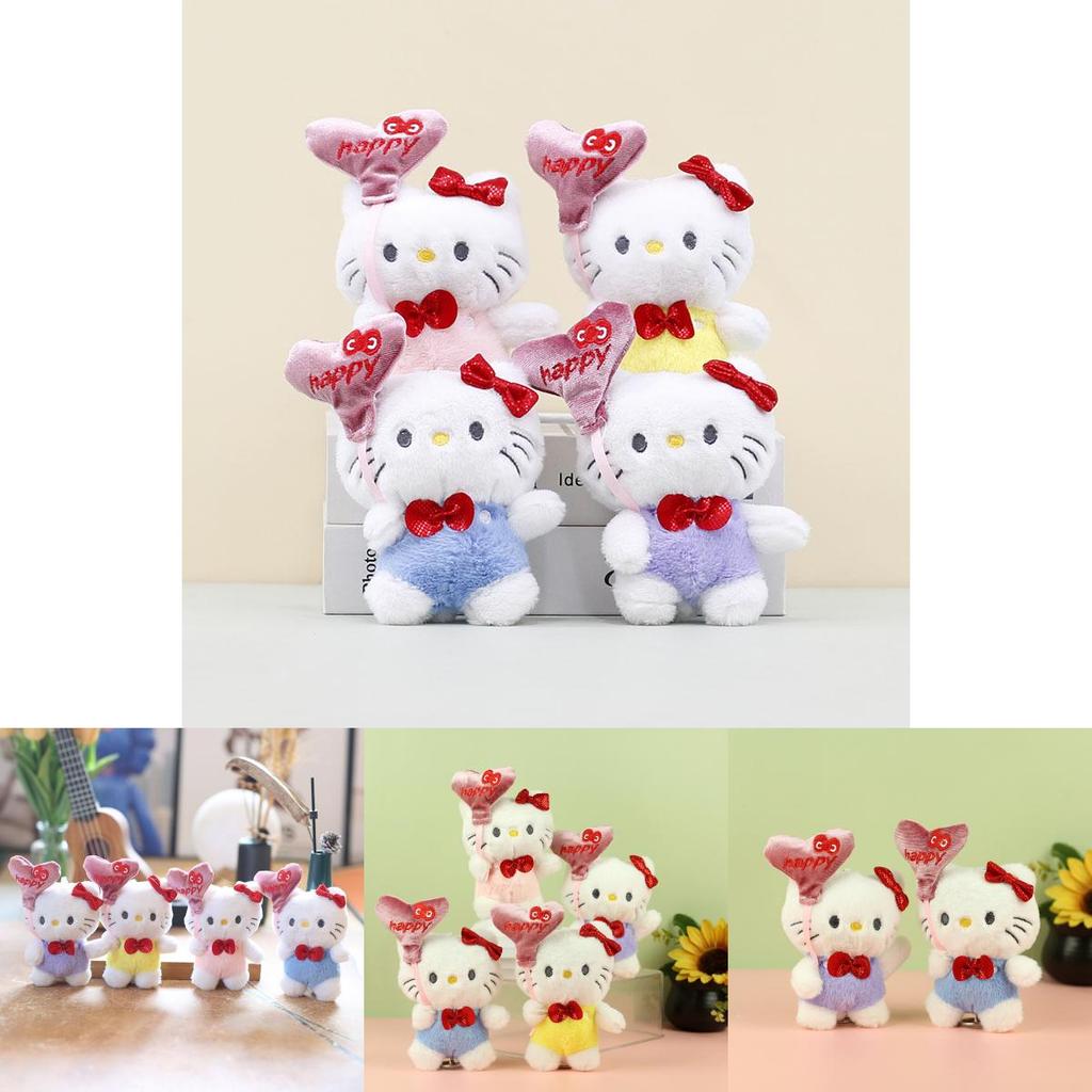 Cute Hello Kitty 50th Anniversary Heart Balloon Plush Doll Keychain For Bags