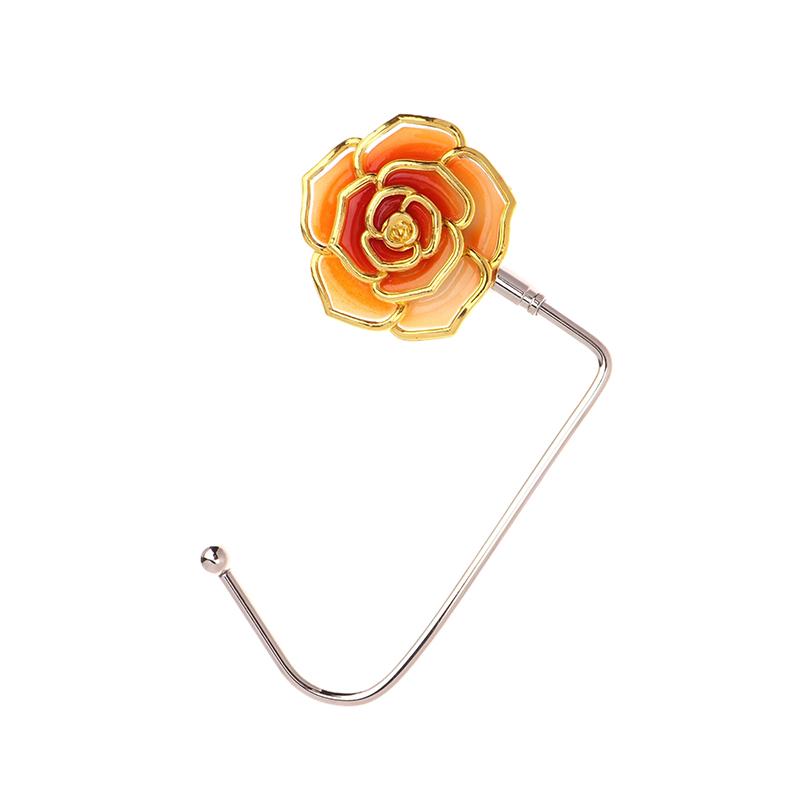 Elegant Gradient Rose Bag Purse Hook Portable Handbag Hanger Fashion Foldable Table Hook Organizer Desk Side Hooks