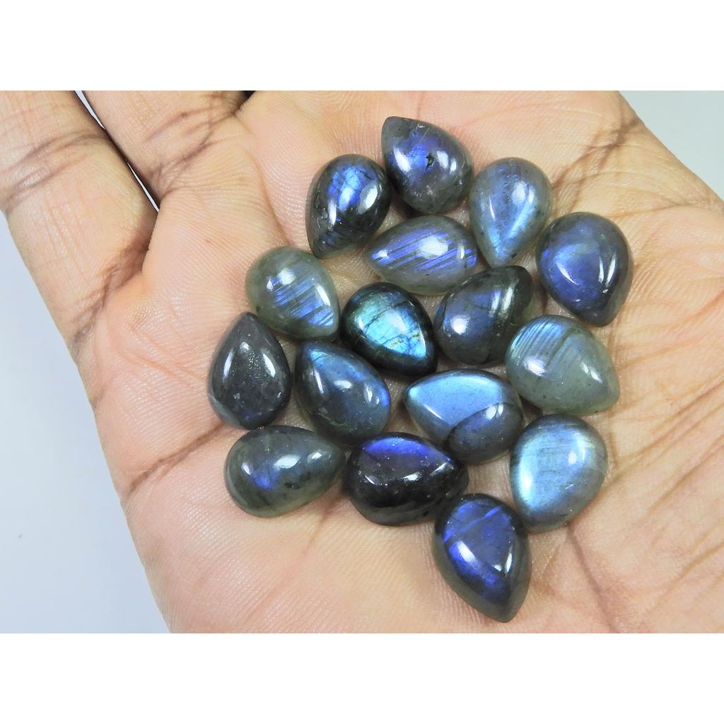 10X13MM Natural Labradorite Blue Fire Pear Cabochon Loose Gemstone 16Pcs Lot C-1128