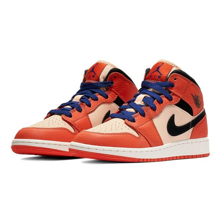 Jordan 1 Mid Team Orange Black GS BQ6931-800