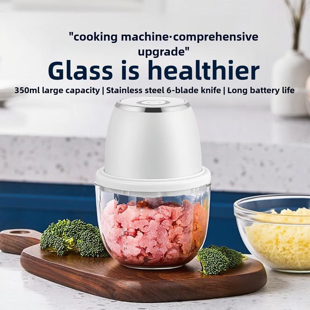 Portable Cordless Electric Food Chopper 350ML USB Rechargeable Mini Garlic Meat Vegetable Grinder for Outdoor Picnic Camping Kitchen Cooking