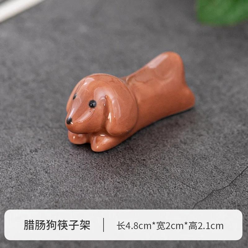 2pcs Cute Cartoon Dog Cat Ceramic Chopsticks Holder Chopstick Holder Stand Practical Fashion Chinese Kitchen Tableware Utensil