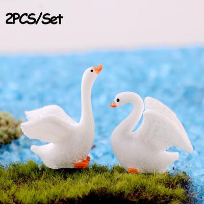 Mini Fairy Garden Ornaments Micro Landscape Goose Model Miniature Animal Swan Figurine Home Decor