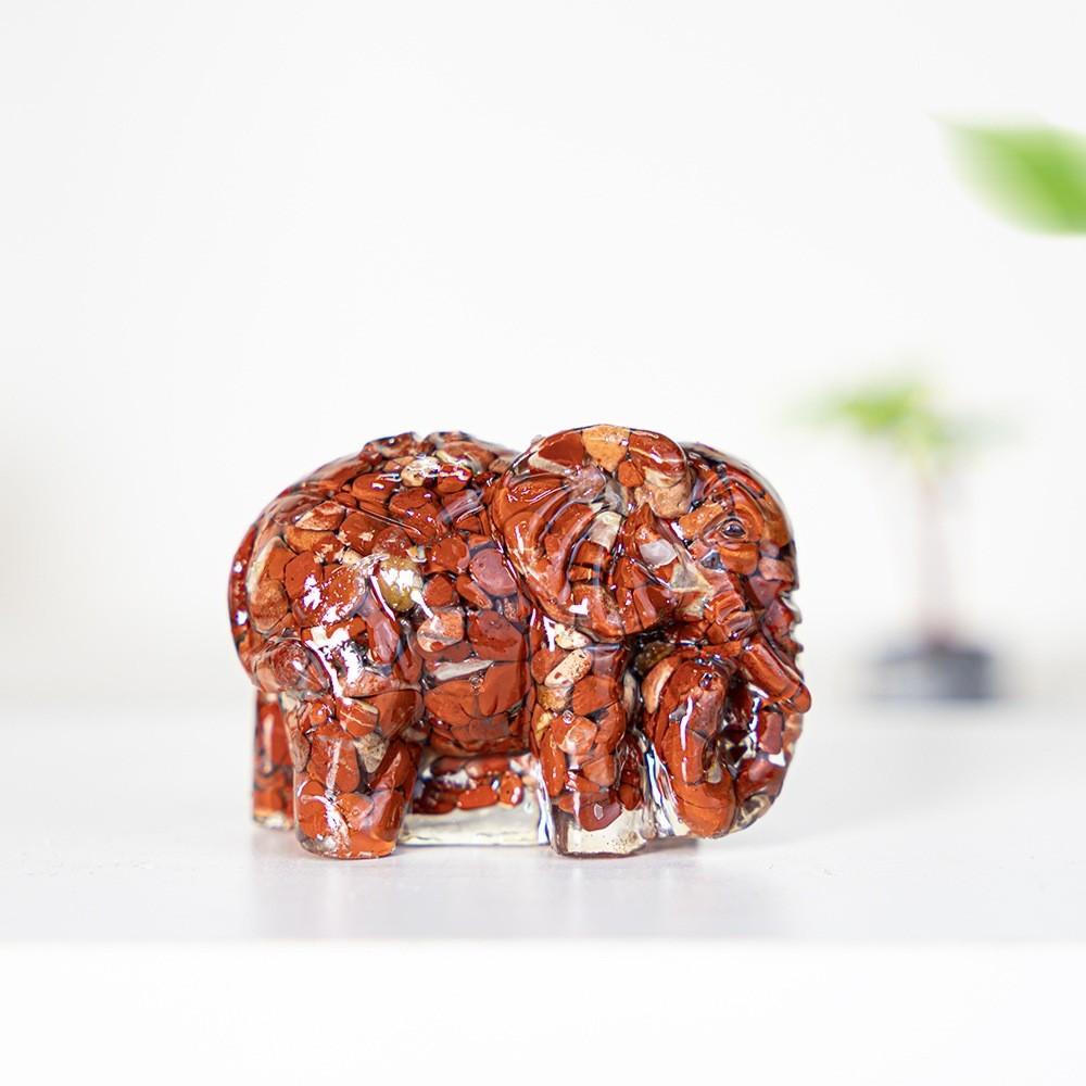 Natural Gemstone Crystal Decor Elephant Resin Art Home Gift For Special Occasions