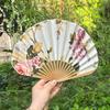 Flower Pattern Japanese Shell Folding Fan Shell Shape Chinese Style Fan Dance Fan  Home Decoration
