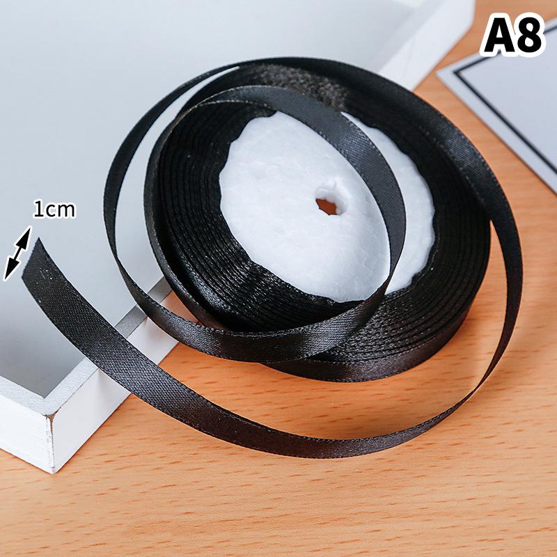 1Cm (25 Yards/Roll) Satin Flat Ribbon Roll Gift Flower Bouquet Packaging Wedding Birthday Ribbon Making Diy