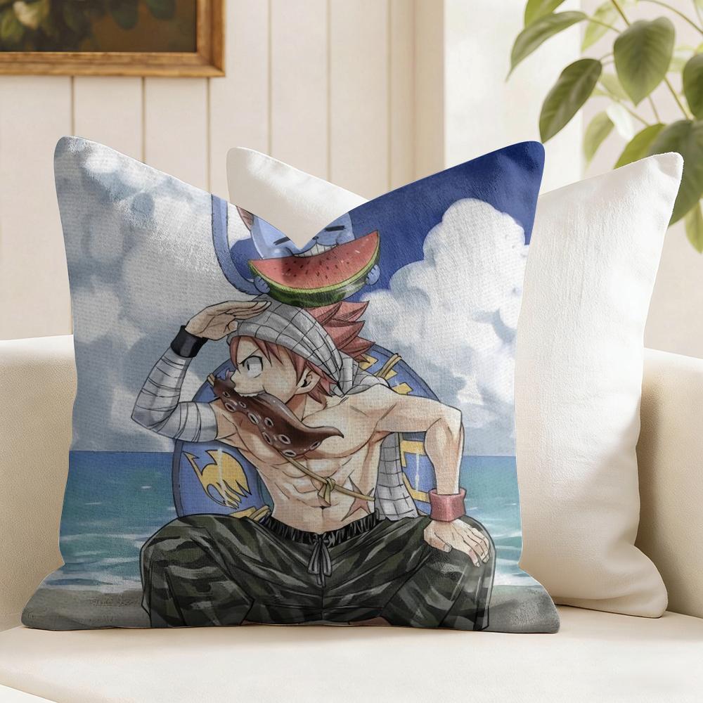 Anime FFAIRY TAIL Cushion Cover Natural Linen Double Sided Print Throw Pillow Case for Sofa Couch Home Decor