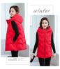Autumn and Winter Women's Solid Color Loose Vest Drawstring Hooded Long Vest Jacket Cotton Padded Women's Windproof Warm Vest