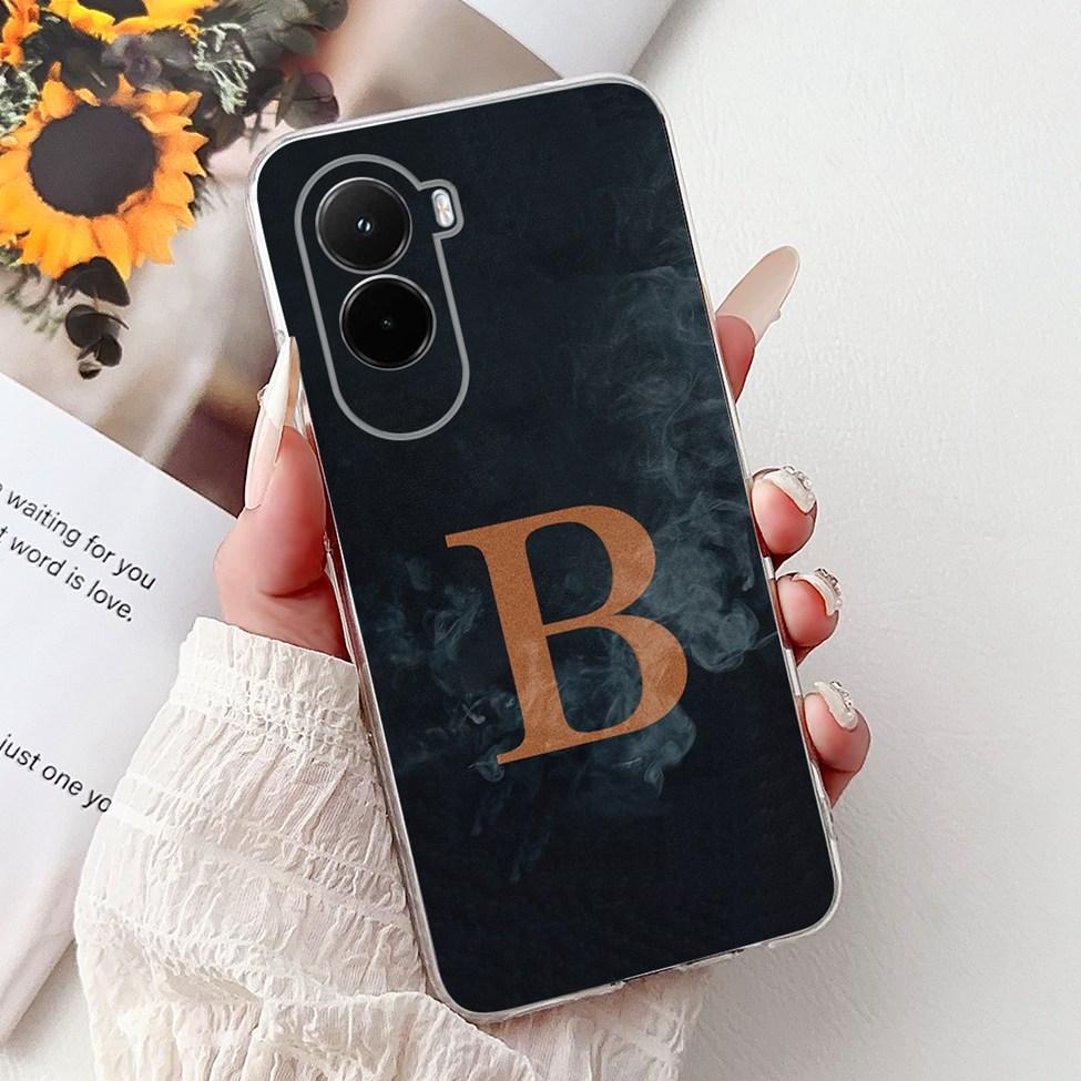 For Xiaomi Poco M7 4G Case Cover Transparent Aesthetic A-Z Letters Fashion Flowers Crown Soft Bumper Casing