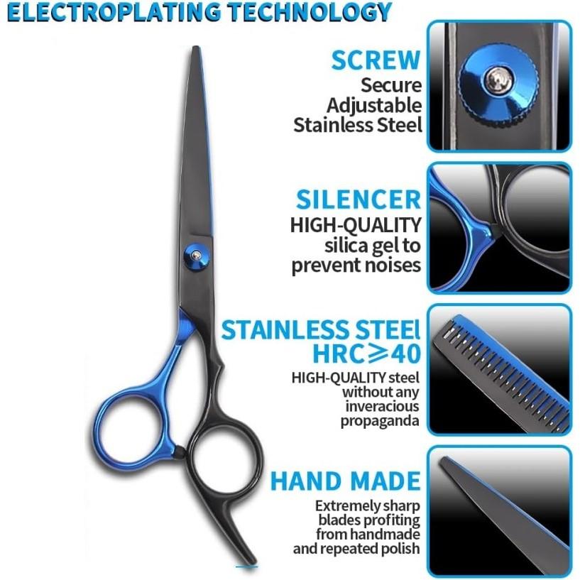 Hairdressing Scissors Set, 6 Inch Hair Cutting Scissors Thinning Shears, Hair Cutting Styling Accessories Tools Kit For S