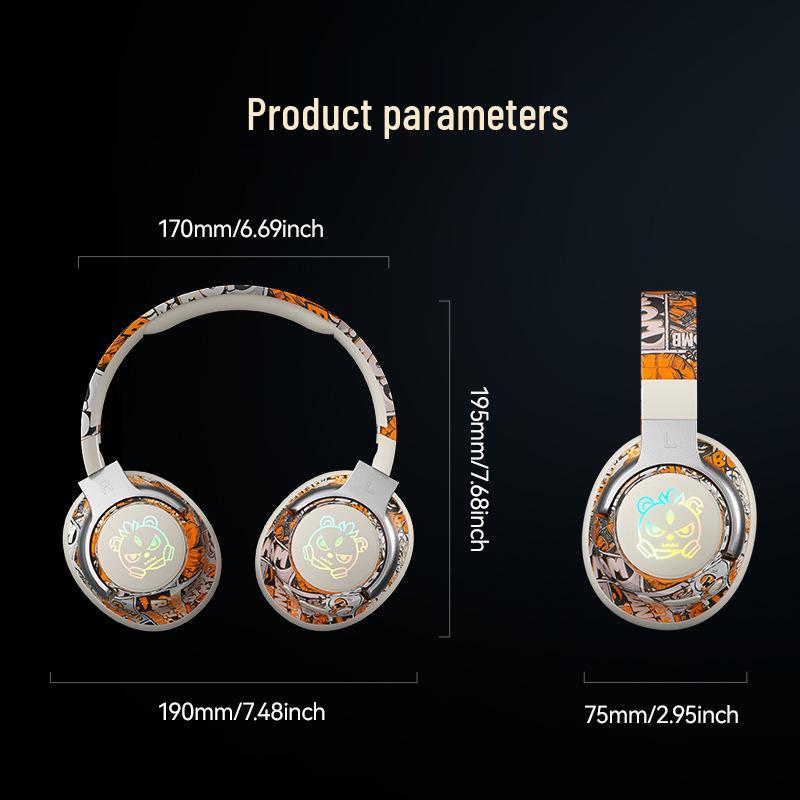 2025 Graffiti Chinese Trend Wireless Bluetooth Gaming Headphones with Ultra-long Battery Life