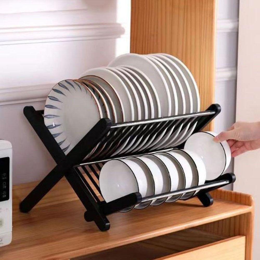 X-Type Folding Bowl Draining Stand Large Capacity Dish Drying Rack Foldable Drain Rack  Kitchen