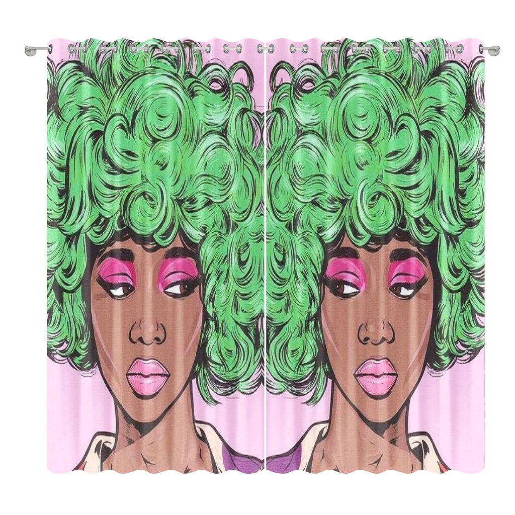 African American Female Curtain Fabric Bedroom Living Room Balcony Blackout Curtain Office Hotel Insulation Curtain