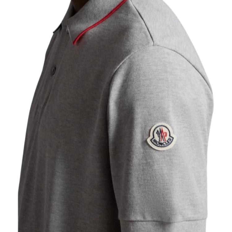Moncler Solid Color Casual Cuff Badge Short Sleeve Polo Shirt Men Polo Shirts Gray I20918A0000584556986