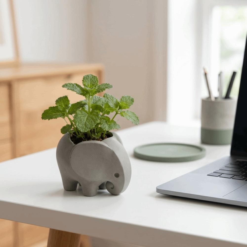 Animal Design 3D Printed Elephant Flowerpot Small Cactus Plant Holder Living Room TV Cabinets