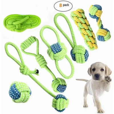 Durable Cotton Rope Pet Toy Set: Teething & Knotted Ball Toys for Cats and Dogs
