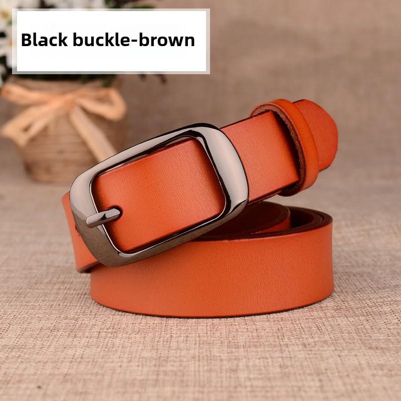 Women's Genuine Leather Belt - Pin Buckle, Adjustable Fashion Waistband Accessory