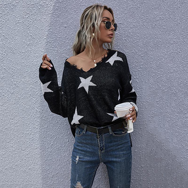 Vintage Mode Elegant Casual Herfst Lange mouw V-hals Lage hals Dames Gebreide Onderlaag Trui Dames