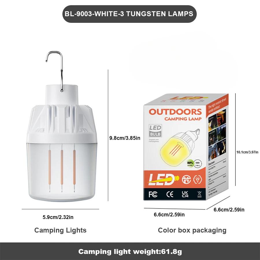 Portable USB Rechargeable LED Camping Lights Outdoor Emergency Bulb High Power Lamp Bulb Battery Lantern BBQ Tents Lighting