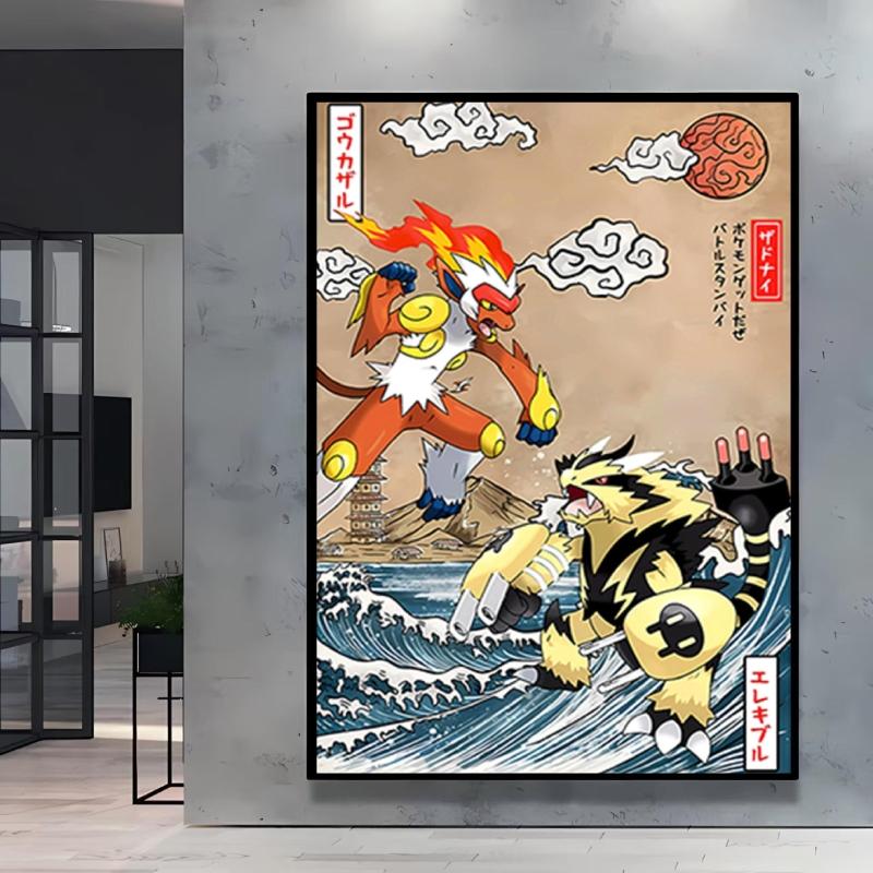 Poster and Painting  Mewtwo Charizard Christmas Gifts Home Room Picture Wall Art Classic Spray Printing Canvas Painting