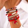 Accessories Super Bowl Alphabet Soft Pottery Beaded Bracelet, Fashion Rugby Pendant Bracelet Set Women