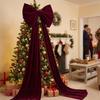 Solid Color Christmas Tree Topper Bow Long Streamers Tree Bow with Long Tails Front Door