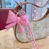 Y2K Trendy Candy Color Leather Cotton Filled Bow Keychain Sweet Bowknot Keyring Bag Pendant Backpack Hanging Decoration