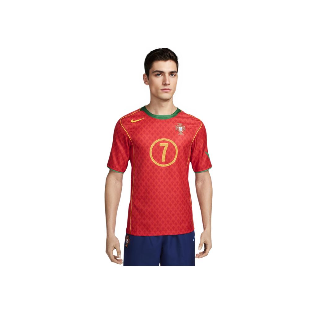Nike 2004 Portugal Heim 7 Figo Logo Rundhals Kurzarm Fußballtrikot Unisex Fußballtrikot Rot HV9708-614
