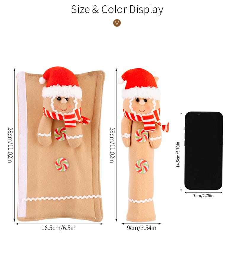 2 Stück/Set Weihnachtsstoff Kühlschrankgriffabdeckungen Lebkuchenmann Cartoon Mikrowellen-Schutz Festliche Küchendekoration