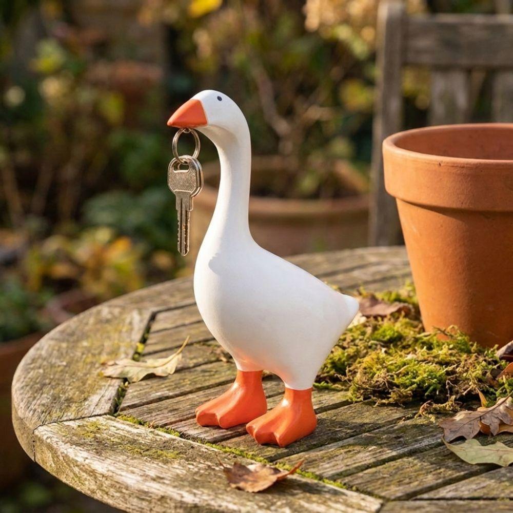 Cute Magnetic White Goose Statue Funny Goose Tiny Storage Sculpture Home Decoration