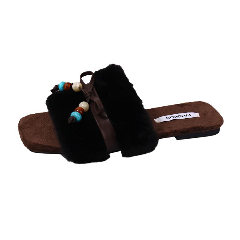 

2025 зима новые нежные пушистые изысканные хлопковые тапочки женские инс носить толстоподошвенные плюшевые теплые пушистые туфли 41 чёрный